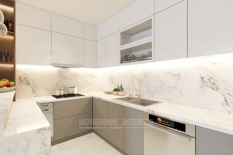 Căn bếp hiện đại với đồ nội thất tiện nghi, đáp ứng hoàn hảo mong muốn của người nội trợ Thiết kế nội thất phòng bếp