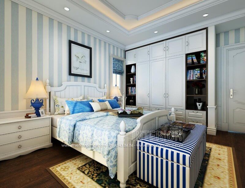 Giường ngủ gỗ tự nhiên phun sơn trắng cao cấp kết hợp với các họa tiết, trang trí mang lại cho con bạn một không gian sống và học tập thoải mái và tập trung nhất